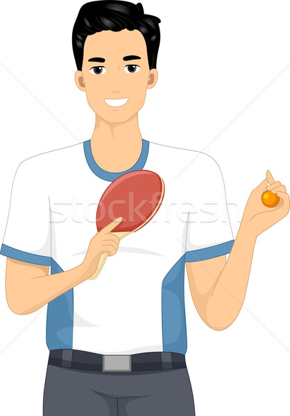 Tischtennis Spieler Illustration halten Ball Sport Stock foto © lenm