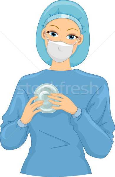 Weiblichen Chirurg Silikon Illustration halten Implantat Stock foto © lenm
