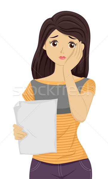 Girl Teen Result Paper Sad Stock photo © lenm
