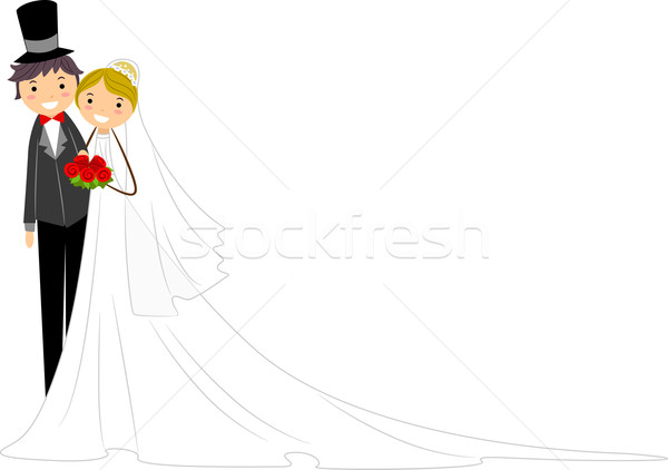 Recién casados ilustración feliz pie lado nina Foto stock © lenm