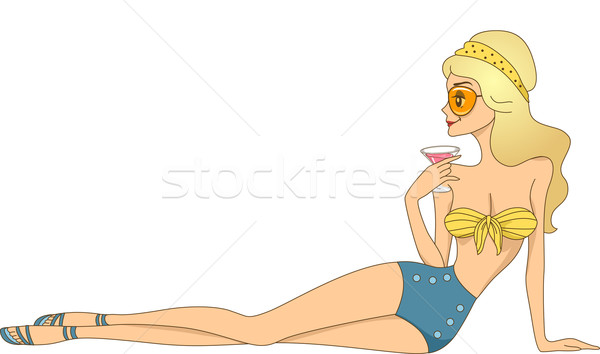Cocktail blog antet ilustrare retro femeie Imagine de stoc © lenm