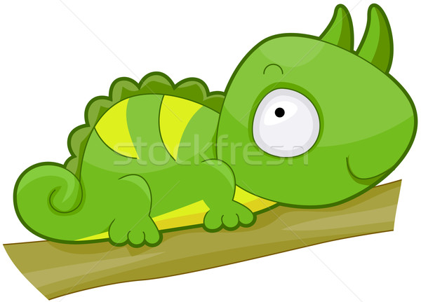 Sevimli iguana karikatür kertenkele vektör Stok fotoğraf © lenm
