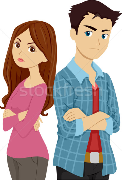 Amantes brigar ilustração adolescente casal mulher Foto stock © lenm