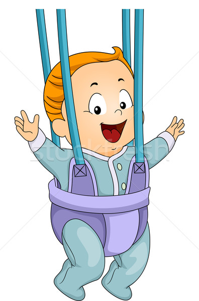Copil băiat uşă munte de om ilustrare fericit Imagine de stoc © lenm