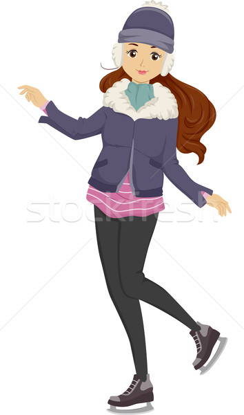 Eis Skater Mädchen Illustration weiblichen teen Stock foto © lenm
