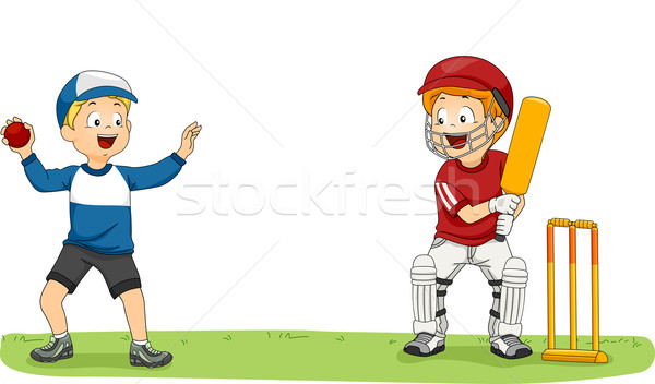 Cricket ligue garçons illustration deux peu [[stock_photo]] © lenm