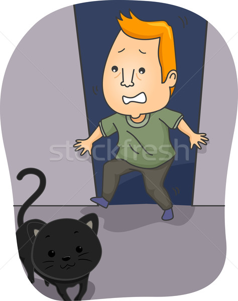 黒猫 実例 男 黒 動物 ストックフォト © lenm