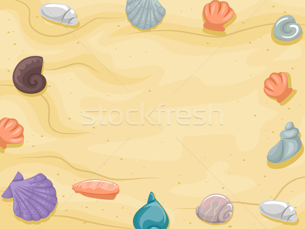 [[stock_photo]]: Obus · sable · cadre · illustration · autour · plage