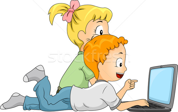 Dzieci ilustracja Internetu wyszukiwania dziecko Zdjęcia stock © lenm
