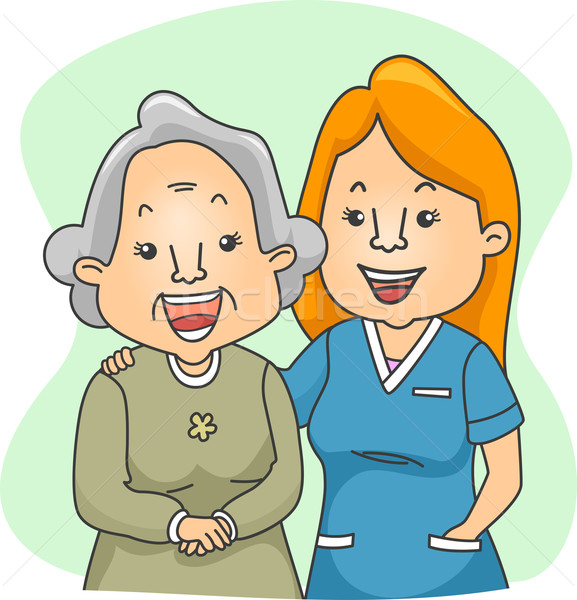 Enfermeira paciente ilustração idoso trabalhar velha Foto stock © lenm