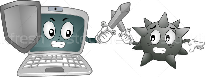 Számítógép kabala illusztráció laptop számítógép vírus harcol Stock fotó © lenm
