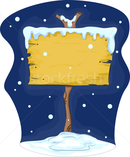Blank Signboard in Snow Background Stock photo © lenm