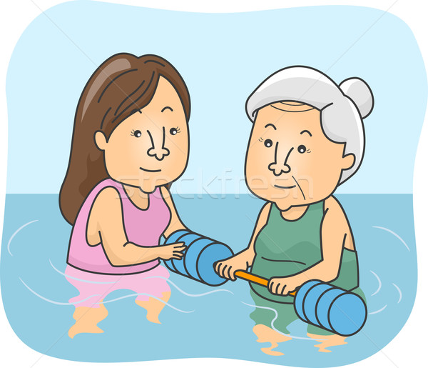 Starszy kobieta wody terapii ilustracja kobiet Zdjęcia stock © lenm