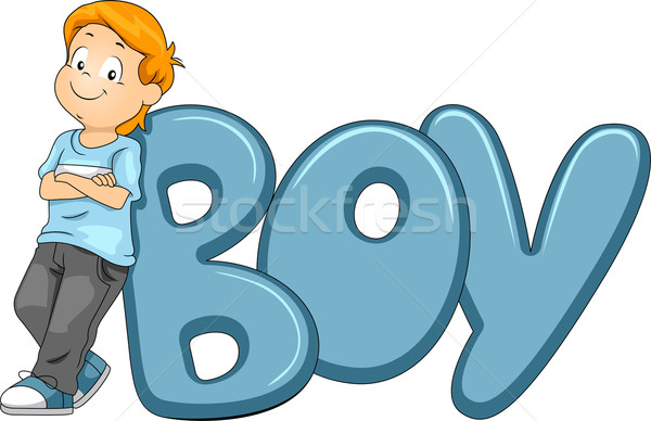 Słowo chłopca ilustracja dziecko stwarzające obok Zdjęcia stock © lenm
