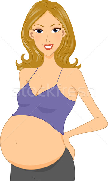 Schwanger Mädchen Illustration Bauch Vektor Stock foto © lenm