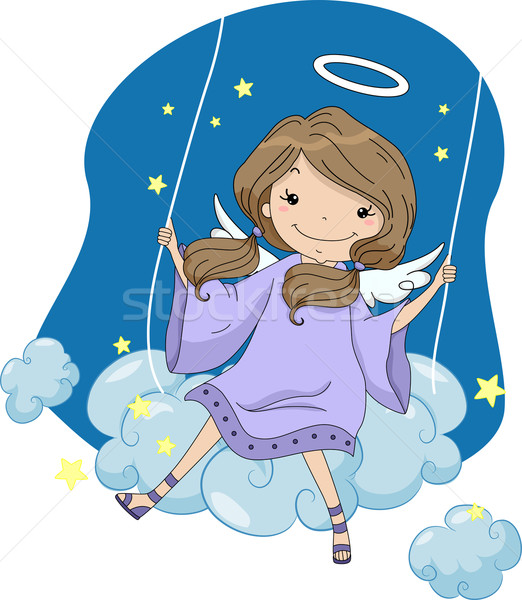 Girl Angel in a Cloud Swing Stock photo © lenm