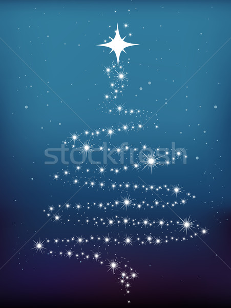 árbol de navidad diseno camino estrellas forma oscuro Foto stock © lenm