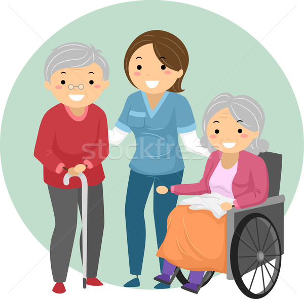 Cuidador ilustración ancianos mujer enfermera Foto stock © lenm