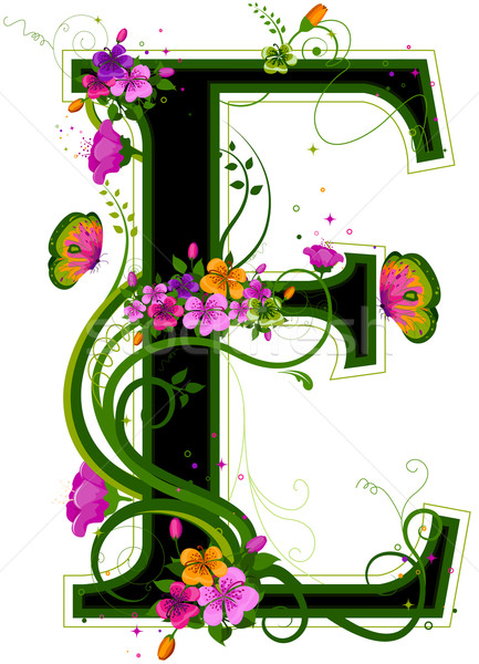 Floral alfabeto flores borboleta cartas Foto stock © lenm
