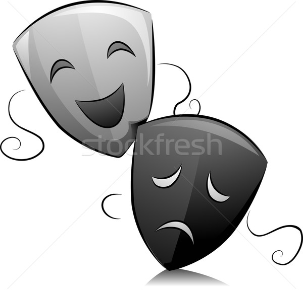 Negru alb dramă masti ilustrare comedie tragedie Imagine de stoc © lenm