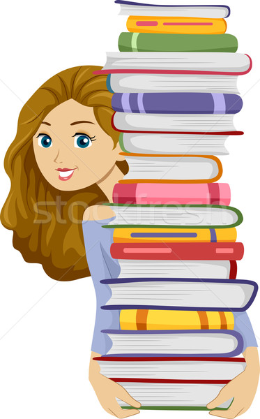 женщины книжный червь иллюстрация девушки высокий Сток-фото © lenm