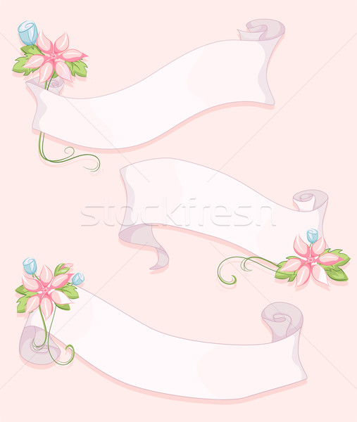 Schäbig chic floral Bänder Blumen angebracht Stock foto © lenm