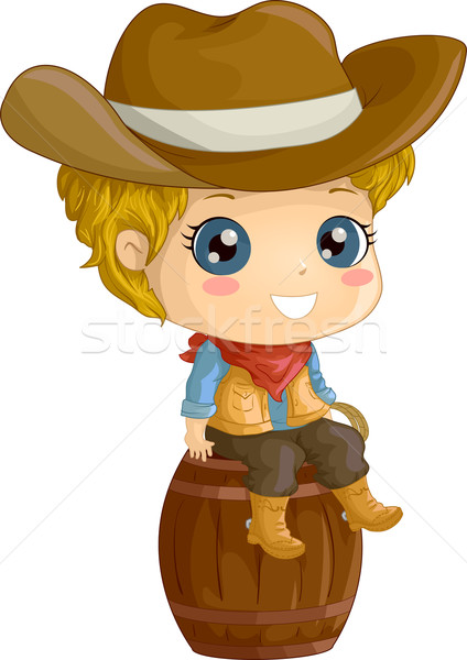 Cowboy jelmez illusztráció fiú visel gyerek Stock fotó © lenm