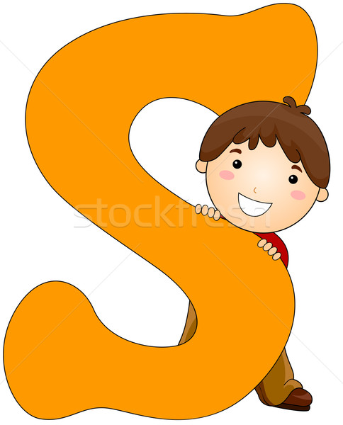 Alfabeto ilustração pequeno menino ocultação atrás Foto stock © lenm