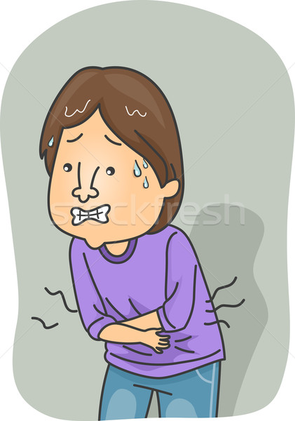 Man illustratie lijden hurken pijn ziek Stockfoto © lenm
