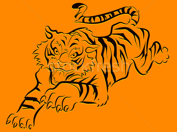 Stencil Tiger Stock photo © lenm