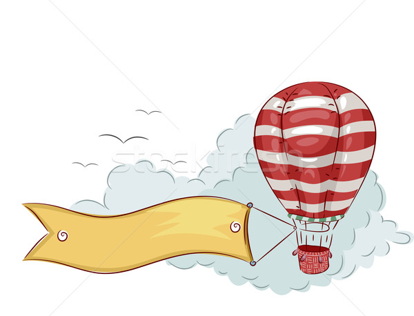 воздушный шар баннер иллюстрация за воздушном шаре облака Сток-фото © lenm
