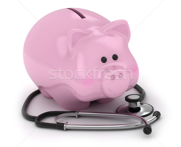 здоровья экономия 3d иллюстрации Piggy Bank стетоскоп страхования Сток-фото © lenm
