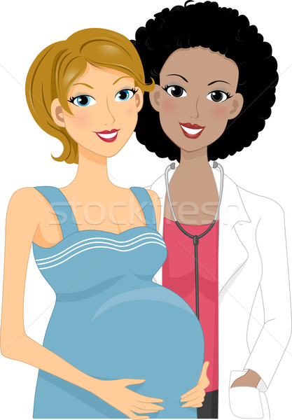 ストックフォト: 出生前の · 実例 · 妊婦 · 女性 · 作業 · 女性