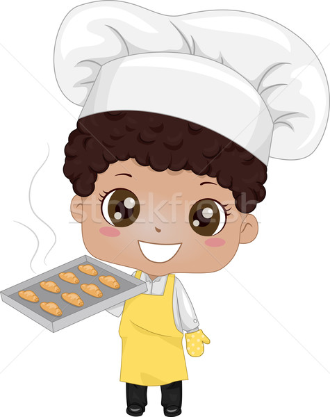 Little Boy Baking Bread Stock photo © lenm