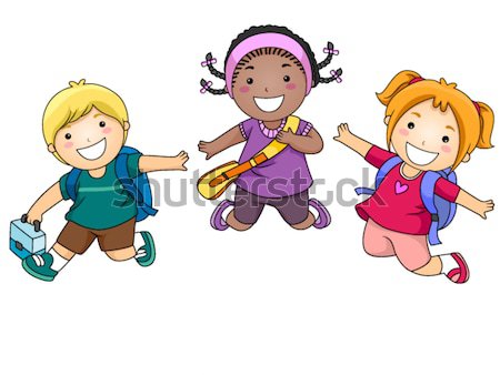 Springen kinderen meisje school onderwijs Stockfoto © lenm