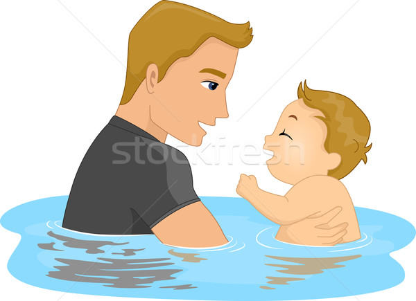 Father and Son Swim Stock photo © lenm