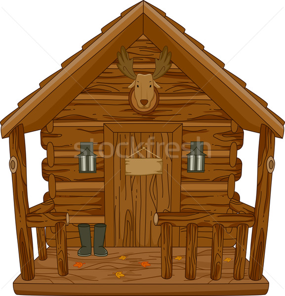 Polowanie kabiny ilustracja lasu sztuki cartoon Zdjęcia stock © lenm