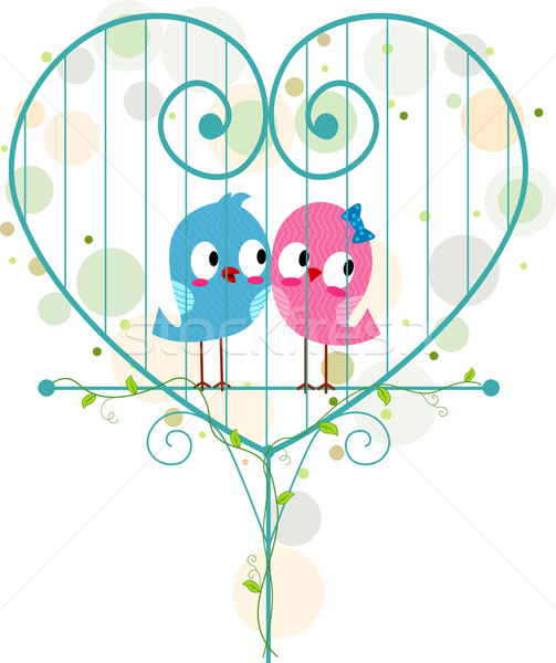 Ilustração aves animais desenho animado romance parceria Foto stock © lenm