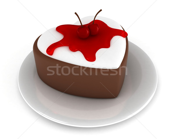 ストックフォト: バレンタイン · ケーキ · 実例 · チェリー · シロップ · 先頭