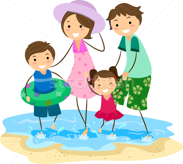 Família ilustração jogar praia mulher homem Foto stock © lenm