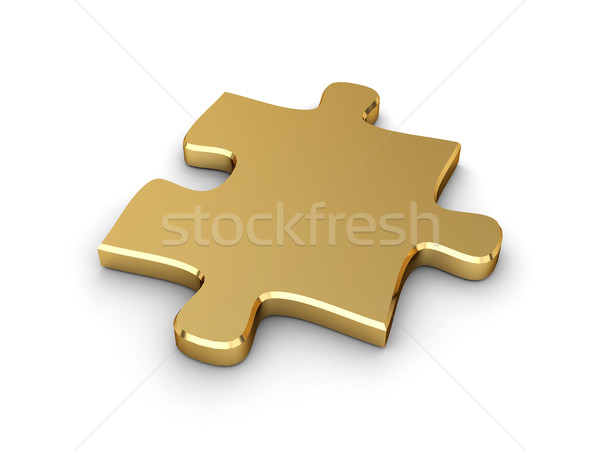 Puzzle kawałek 3d ilustracji złota cartoon Zdjęcia stock © lenm