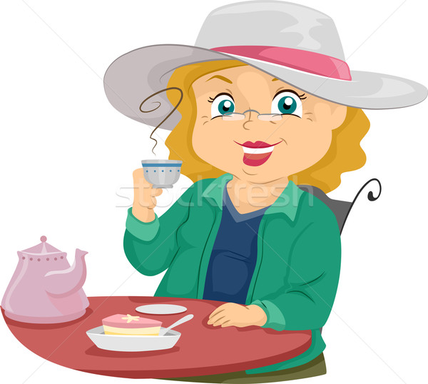 Supérieurs femme extérieur thé illustration Homme [[stock_photo]] © lenm