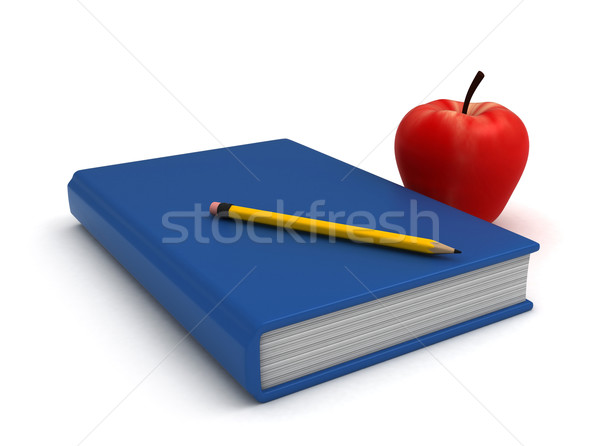 Stock photo: Book Pencil and Apple