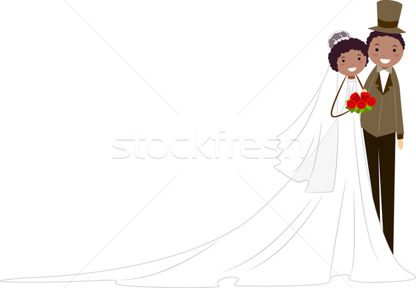 Illustrazione newlywed african american Coppia ragazza Foto d'archivio © lenm