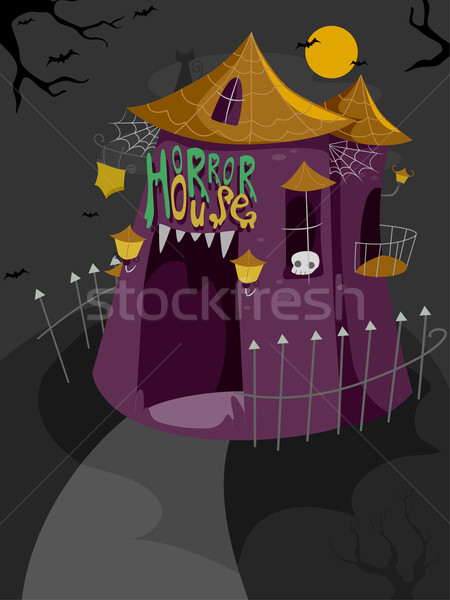 Horror ház illusztráció terv éjszaka ünnep Stock fotó © lenm
