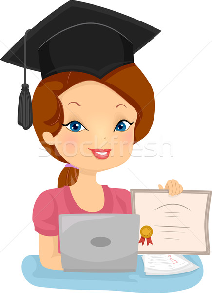 Menina distância educação pós-graduação ilustração feminino Foto stock © lenm