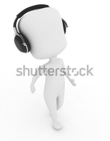 Verplaatsen ritme 3d illustration man bewegende hoofdtelefoon Stockfoto © lenm