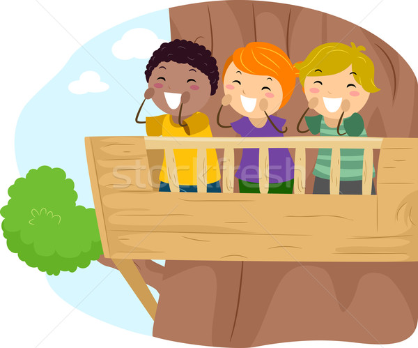 Kinderen illustratie balkon kind kid Stockfoto © lenm