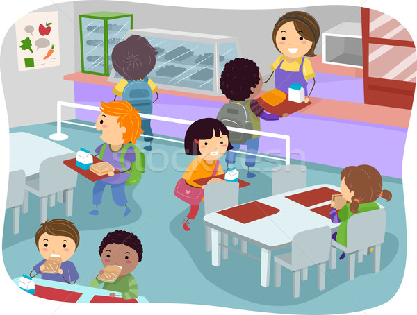 Cantine enfants illustration achat manger déjeuner Photo stock © lenm