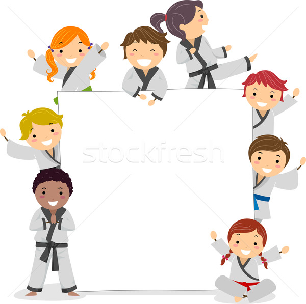 Karate Kinder Illustration tragen Uniformen Mädchen Stock foto © lenm
